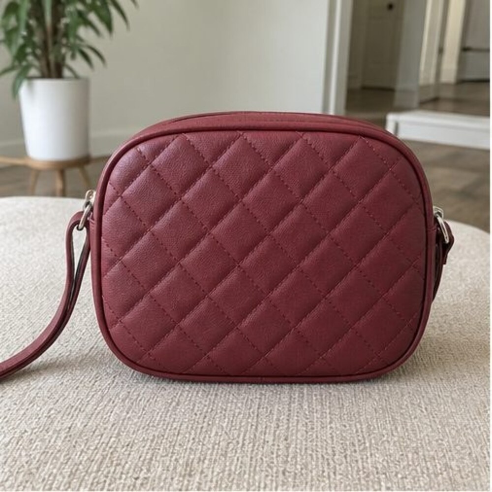Merlot Quilted Crossbody Bag